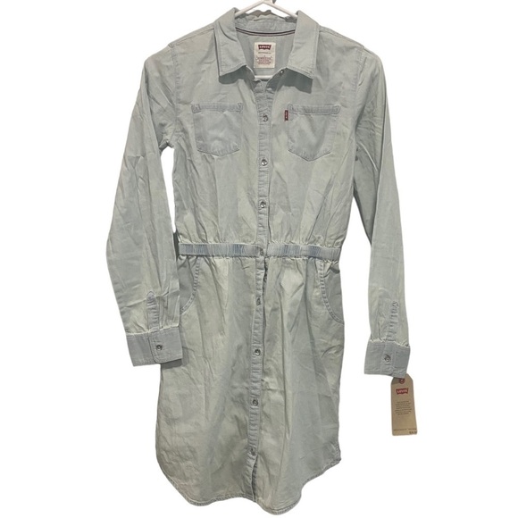 Levi's Other - Girl’s Button Up Long Sleeve Dress Distressed Denim Look - Levi’s Blue Size L